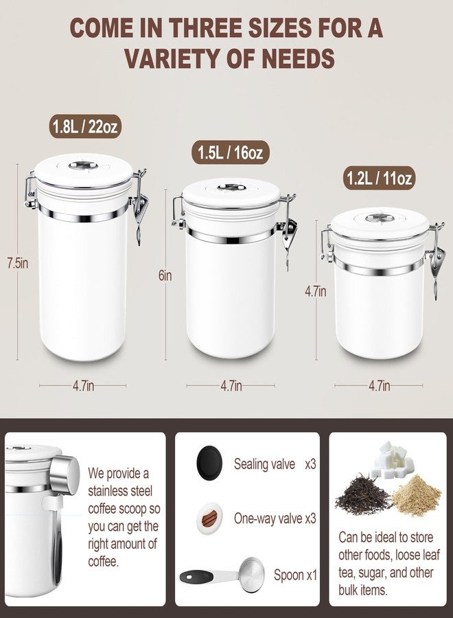 ShanSon Coffee Canister Airtight Coffee Container Stainless Steel Coffee Bean Storage Container with Scoop Coffee Canister for Beans Grounds Sugar Flour Tea Cereal,16OZ, White - Image 3